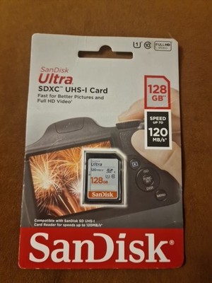 SanDisk 128GB Ultra SDXC Speicherkarte Class 10 UHS-I 120mb/s Full HD *Brandneu