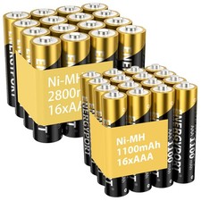 32Pcs Set Rechargeable Batteries 16PC AA  16PC AAA 2800mAh 1100mAh 1.2V NI-MH