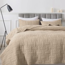 R.Share Beige Quilt Queen Size Bedding Sets Pillow Shams Cream Tan Lightweight