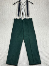 Vtg Wool Pants Men 34x30 Green Brushed Shaggy Heavy Trousers w/ Police Brace Sus