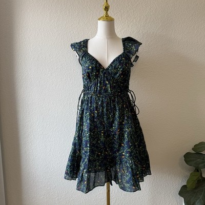 hill house ophelia mini dress Hill House Women's Mini Ophelia Dress Pond Floral Print Poplin M