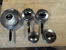 Vtg Ekco Flint Arrowhead Stainless Radiant Heat Core 8 Pieces  ( extra lids)