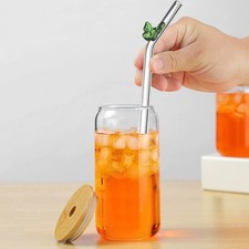 Glass Straw Heat-resistant Straw Butterfly Glass Straws Heat-resistant