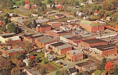 Franklin NC Gem Capital Aerial View Downtown Buildings Towns Chrome Postcard