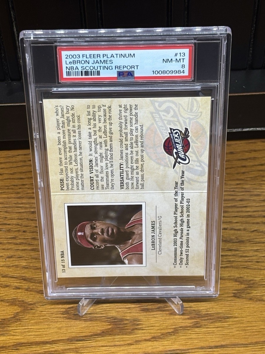 2003 Fleer Platinum 13 Booklet LeBron James Scouting Report Rookie