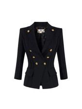 Elisabetta Franchi giacca blazer doppiopetto in tessuto crepe nero