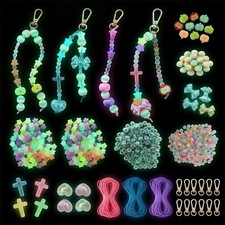 557 Pcs DIY Glow in The Dark Key Chain, Glow Beads Keychain Making Kit, Craft