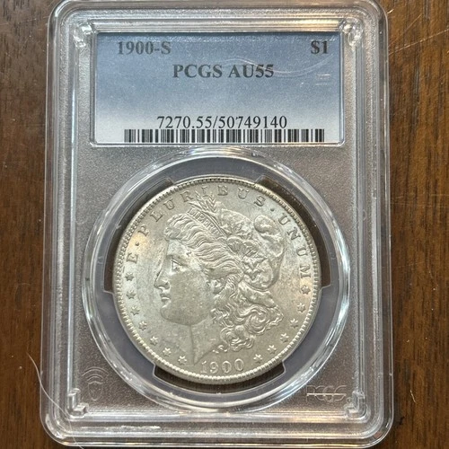 1900-S San Francisco Morgan Silver Dollar Coin. PCGS AU55.