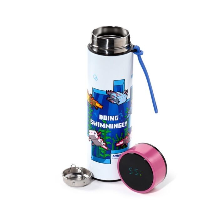 Minecraft Axolotl Thermometer Flask | Insulated Bottle with Digital Display