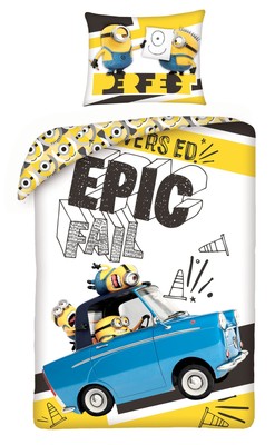 Set Bett Minions Epic Fail Bettbezug 140x200cm Baumwolle Einfach HALANTEX