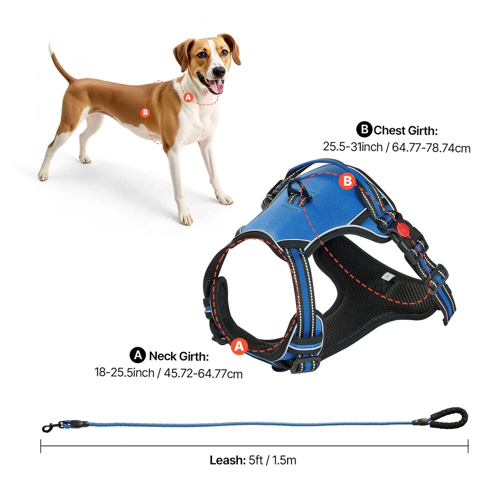 Dog Harness for Large Dogs No Pull Adjustable Dog Vest Pet Harness with Leash