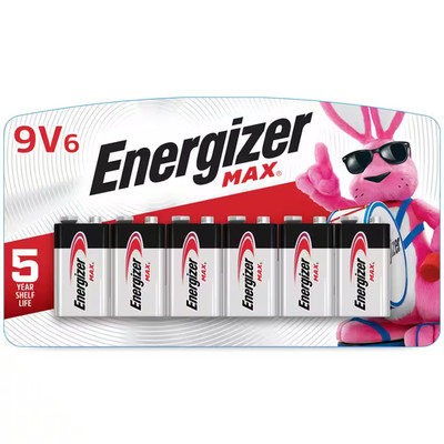 MAX 9V Batteries (6-Pack), 9-Volt Alkaline Batteries