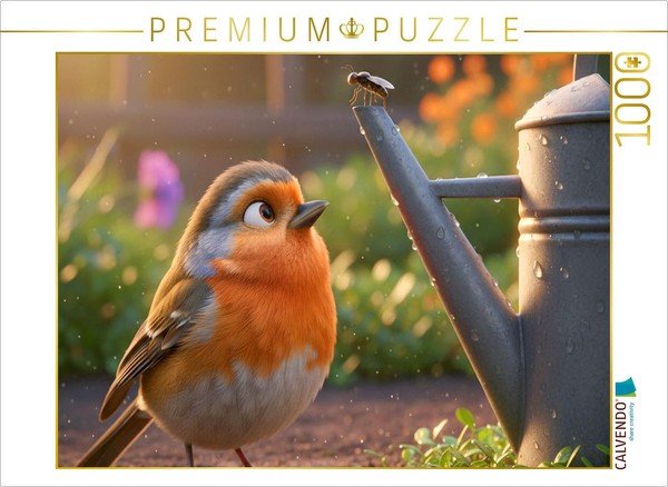 Calvendo Puzzle Rotkehlchen Mit FrüHstüCk | 1000 Teile Lege-GrößE 64 × 48 Cm Fot-image