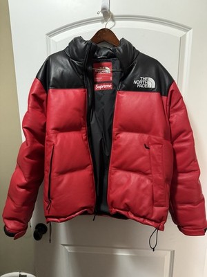 Supreme x The North Face Men's Jacket Size M Sheep Leather Nuptse Goose Down Red