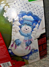 NEW Bucilla Christmas Felt 18" Stocking Kit Snowflake Snowman 86059 Sequins