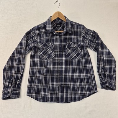 Brixton Bowery Men s Small Blue Plaid Flannel Shirt   Used, Great Condition