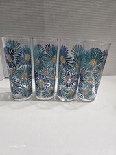 1970s Mid-Century Modern Atomic Style Sunburst Tom Collins Highball Glasses Set