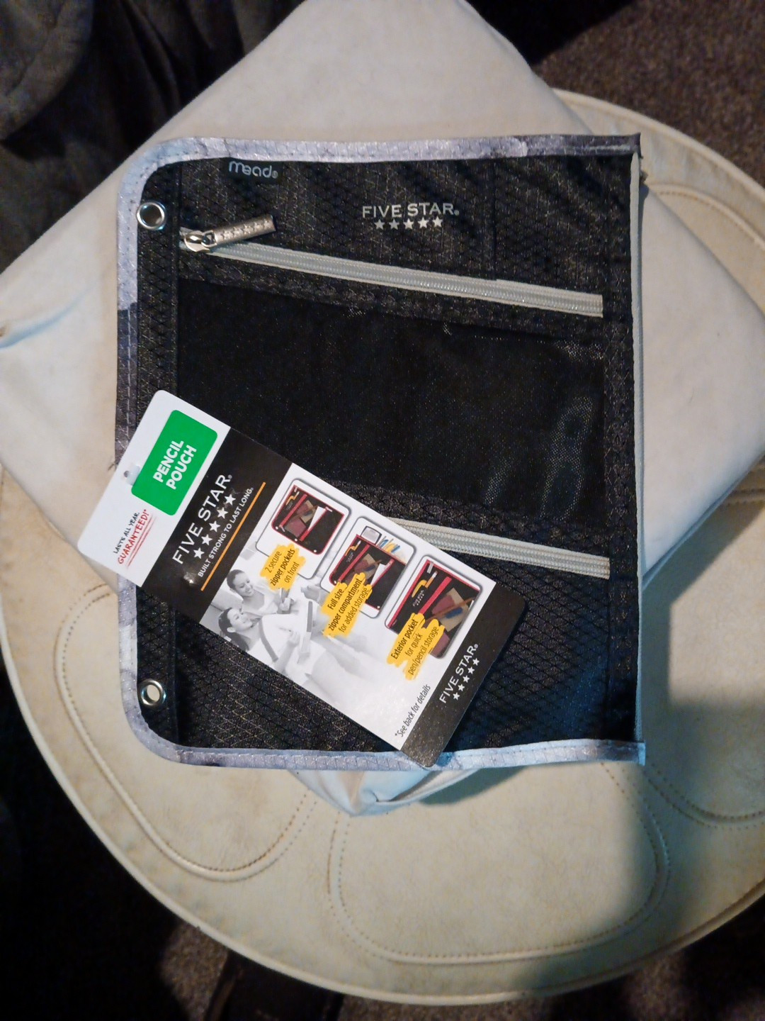 PENCIL POUCH MEAD FIVE STAR ( 3 COMPARTMENTS ZIPPER CASE 3 RING ) 11 X 8.75" NEW