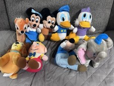 Vintage Disney Plush Lot Mickey Minnie Donald Pinocchio Dumbo Goofy Bambi Lady