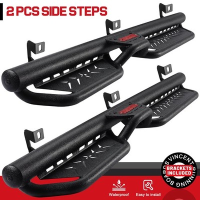 2-Stairs Running Boards For 2018-2026 Jeep Wrangler JL 4 Door Drop 6'' Side Step
