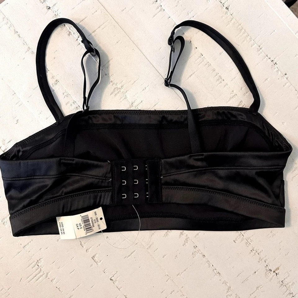 Nuevo con etiquetas Bralette Aerie Negro Satinado/Sujetador Ligeramente Forrado Talla S Nuevo con Etiquetas Foto 2 de 4