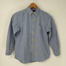 Vintage Ralph Lauren Shirt Boys 8 Blue Oxford Button Down Long Sleeve