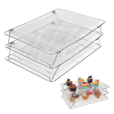 Stainless Steel Stackable Cooling Rack for Baking, 3-Tier Cooling Rack Set, S...
