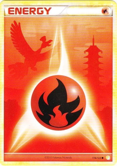 Moderately Played Fire Energy - 116/123 - Common Pokemon HeartGold & SoulSilver