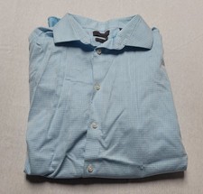 Calvin Klein Blue Checked Slim Fit Long Sleeve Button-Up Shirt Men's Sz 18 34/35