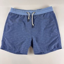 Fair Harbor Youth Swim Shorts Medium Blue Lined Bayberry Trunks Blue Waves