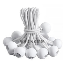 Spanngummis mit Kugel 50 St&uuml;ck 15 cm Gummispanner f&uuml;r Zelt Planen Banner Wei&szlig;