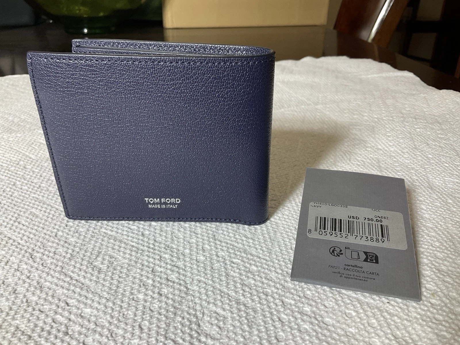 Tom Ford — Tom Ford Soft Grained Leather Bi-Fold Wallet in Blue YH410 LGO033S
