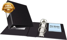 Mini 3 Ring Binder 2 round Rings 1 Black Binder