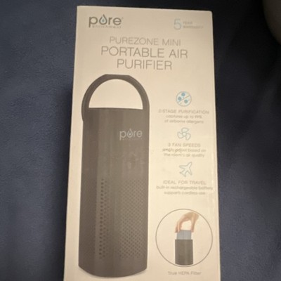Pure Enrichment PureZone Mini Portable Air Purifier Black True HEPA Rechargeable