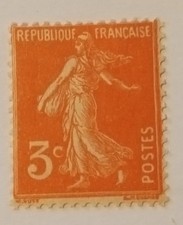 Timbre Français neuf 1933 Semeuse fond plein 3C rouge orange  n°YT 278A