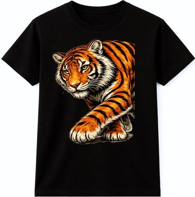 Tiger T-Shirt Walking Wild Animal Grafik Tee Raubkatze Raubtier Freizeit Top