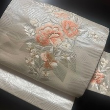 Nagoya Obi Belt Band Kyusun Pure Silk Kimono Nagoya Style Embroidery Japan K2001