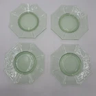 Octagon Green Depression Glass Luncheon Salad Bread Plates Set of Four