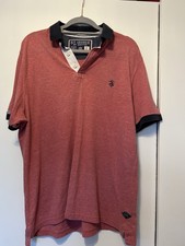 St George By Duffer Debenems Muted Red Polo Shirt Size Large Cotton Blend 