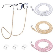 3PCS Pearl Eyeglasses Chain for Women, Beaded Eye Glasses Chain Around Neck G...