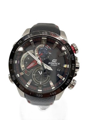 CASIO EDIFICE EQB-800 Solar Chronograph Black Dial Leather Watch Excellent JAPAN