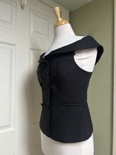 NWT Wicked x Primark Black Waistcoat Style Bardot Off-shoulder top, size 10