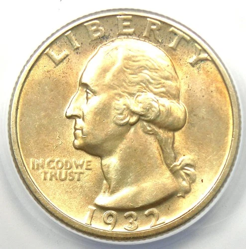 1932-D Washington Quarter 25C Coin - Certified ANACS AU58 - Rare Key Date!