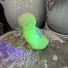 Fenton Duck Vintage Uranium Custard Glass Hand Painted Daises Artist Signed VTG