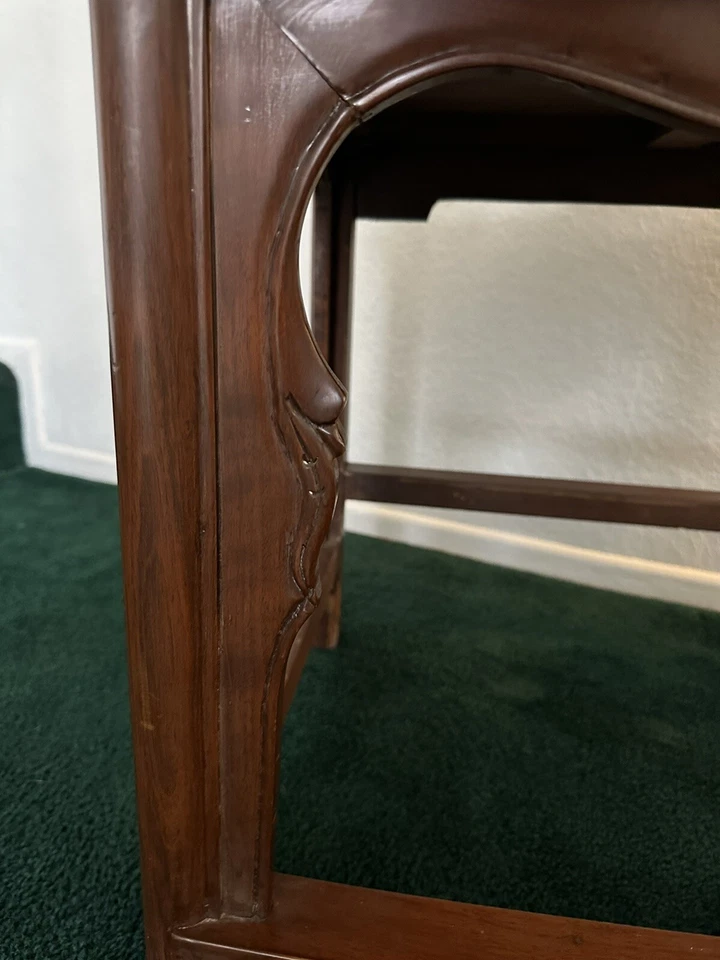 Vintage Chinese Ming Style Horseshoe Chairs w Red Paint - Image 3 of 4