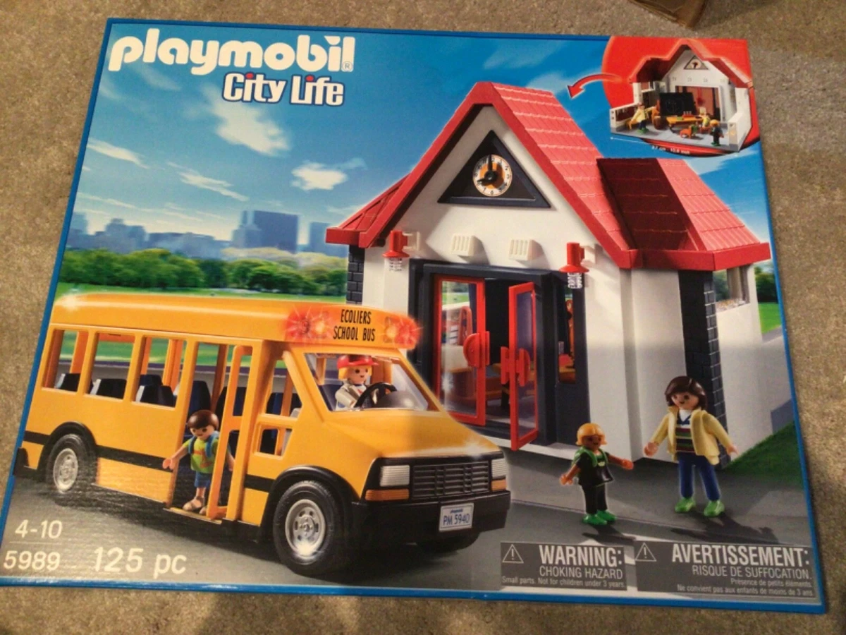 Playmobil 5989 City Life School House with Bus. BRAND NEW IN SEALED BOX.  RETIRED