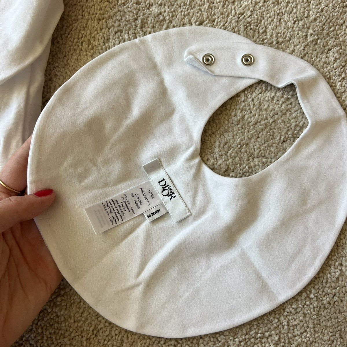Brand New Baby Dior Gift Set. One Piece, Hat, Bib Set Size 3 Brand New Baby Dior Gift Set. One Piece, Hat, Bib Set Size 3