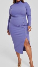Nina Parker Women's Purple Ribbed Mock Neck Unlined Bodycon Dress Plus Sz 3X
