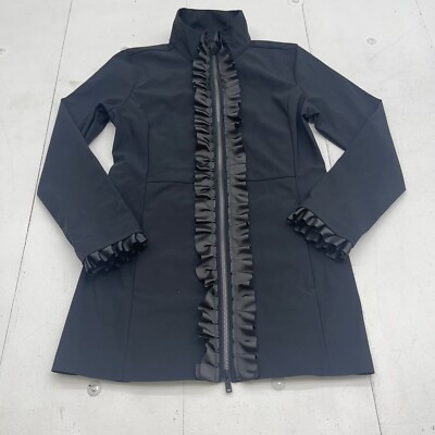 Pearly Wine Black Tina Ruffle Trench Coat Women s Size Small $249