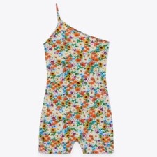 Zara One Shoulder Floral Print Shorts Romper Size Medium 